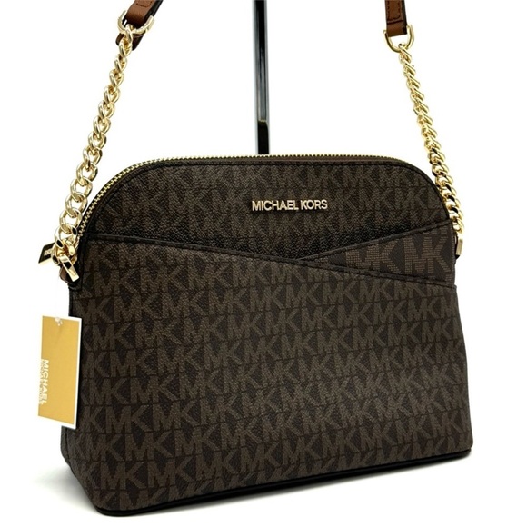 MICHAEL KORS Jet Set Travel Medium Dome Crossbody Bag Brown - Picture 3 of 9